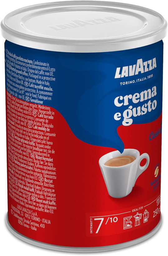 قهوه آسیابشده لاواتزا مدل Crema e Gusto Classico وزن ۲۵۰ گرم